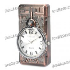 Stylish Cool 2-in-1 LED Colorful Light Metal Watch + Windproof Gas Lighter w/ Compass (1 x SR626W)