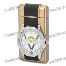 Stylish Cool 2-in-1 LED Colorful Light Metal Watch + Windproof Gas Lighter - Bronze ( 1 x SR626W)