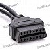 Car 12 Pin to 16 Pin OBD 2 Diagnostic Cable for Mitsubishi - Black