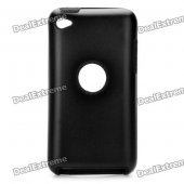 Protective Aluminum Alloy + Silicone Back Case for Ipod Touch 4 - Black