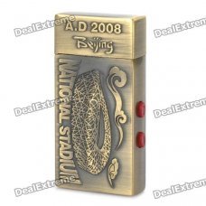 Stylish 2008 Beijing National Stadium Designed Windproof Lighter w/ LED Light / UV Lamp - Bronze