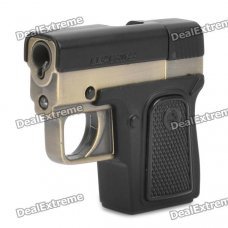 Stylish Cool Gun Style Windproof Gas Lighter with UV Money Detector - Black + Bronze