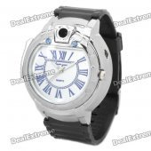 Fashion Zinc Alloy Wrist Watch + Butane Lighter - Silver + Black (1 x SR626SW)