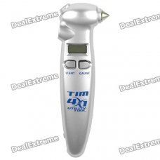 4-in-1 Multi-functional Outdoor 0.8" LCD Digital Tire Pressure Gauge - Silver (1 x CR2032)
