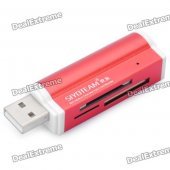 USB 2.0 SD / MS / TF / M2 Card Reader - Red