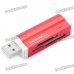 USB 2.0 SD / MS / TF / M2 Card Reader - Red