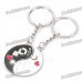 Female/Male Symbol Style Chinese Yin/Yang Shaped Couple Keychains w/ Red Hearts (Pair)