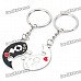 Female/Male Symbol Style Chinese Yin/Yang Shaped Couple Keychains w/ Red Hearts (Pair)