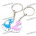 Heart Pattern Footprint Style Zinc Alloy Keychain - Pink + Blue (Pair)