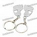 Heart Pattern Footprint Style Zinc Alloy Keychain - Pink + Blue (Pair)