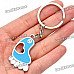 Heart Pattern Footprint Style Zinc Alloy Keychain - Pink + Blue (Pair)