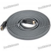 Full HD 1080P 3D HDMI V1.4 Male to Male Flat Connection Cable - Black (5M-Cable Length)