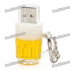 Beer Mug Style USB 2.0 Flash Jump Drive with Key Ring - Yellow (8GB)