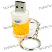 Beer Mug Style USB 2.0 Flash Jump Drive with Key Ring - Yellow (4GB)