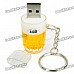 Beer Mug Style USB 2.0 Flash Jump Drive with Key Ring - Yellow (4GB)