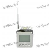 1.5" LCD USB Rechargeable Music Speaker w USB/TF Card/FM - Black + Transparent