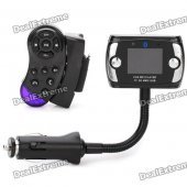 Steering Wheel Mount Bluetooth Car Kit + 1.5" LCD MP3 Player Transmitter Set - Black