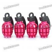 Cool Grenade Shaped Car Tire Valve Caps - Deep Pink (4-Piece Pack)
