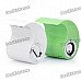 Mini Yin-Yang Style Rechargeable Music Speakers with SD Slot - White + Green Mini Yin-Yang Style Rechargeable Music Speakers with SD Slot - White + Green