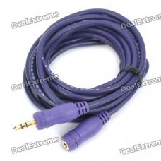 24K Gold-plated 3.5mm Male to Female Extension Cable - Purple (2.8m)