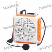 Daile 1.5" LED Multi-Function Megaphone Voice Amplifier Music Speaker w/ FM/TF/Microphone - Orange