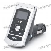 1" LCD MP3 Player FM Transmitter w/ USB / 3.5MM Audio / TF - Silver + Black (DC 12~24V)