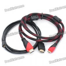 1080P HDMI Male to Mini HDMI Male Cable + HDMI Male to Micro HDMI Cable Set (1.5M-Length) 1080P HDMI Male to Mini HDMI Male Cable + HDMI Male to Micro HDMI Cable Set (1.5M-Length)