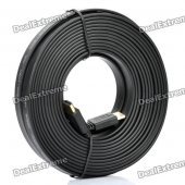 2160P HDMI V1.4 24K Gold Plated Male to Male Flat Connection Cable - Black (10M)