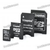 Genuine Kingston TF / Micro SD Memory card w/ SD / MS PRO Duo / Mini SD Adapters - 8GB (Class 4)