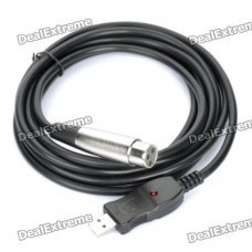 USB Male to XLR Female Microphone Cable - Black (280cm)