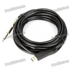 USB 2.0 Guitar Audio Cable - Black (500cm-Length) USB 2.0 Guitar Audio Cable - Black (500cm-Length)
