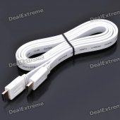 Gold Plated 3D 1080P HDMI V1.4 Male to Male Flat Connection Cable - White (1.5M-Length)