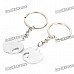 Cute Apple Shaped Couple Lovers Keychain - Silver (Pair)