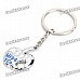 Cute Apple Shaped Couple Lovers Keychain - Silver (Pair)