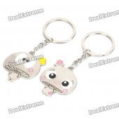 Cute Cartoon Style Couple Lovers Keychain - Silver (Pair)