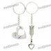 Stylish Arrow & Heart Style Couple Lovers Keychain - Silver (Pair)