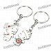 Chinese Wedding Couple Dolls Style Lovers Keychain - Silver + Red (Pair)