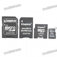 Genuine Kingston TF / Micro SD Memory Card w/ SD / MS PRO Duo / Mini SD Adapter (Class 4 / 4GB)