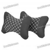 Stylish Vehicle Car Seat Head Neck Rest Cushion Pillow - Black + White (Pair)