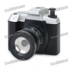 Unique Camera Shaped Butane Lighter with LED light - Black (3 x AG3)