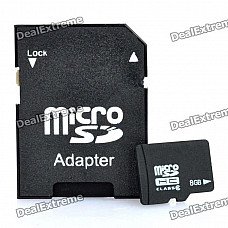 8GB Micro SD/TF Card with SD Card Adapter - Black (Class 6) 8GB Micro SD/TF Card with SD Card Adapter - Black (Class 6)