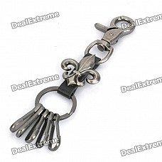 Vintage Boy Scout Logo Style Clip Keychain - Silver Grey + Black
