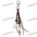Cool Punk Style Double Feather Designed Cow Leather + Zinc Alloy Keychain - Silver + Coffee