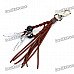Cool Punk Style Double Feather Designed Cow Leather + Zinc Alloy Keychain - Silver + Coffee