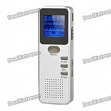1.0" LCD Voice Recorder with MP3 Music Player - Silver (4GB)