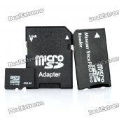 Micro SD/TF Card with SD Card and MS Card Adapter - Black (8GB / Class 6)