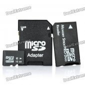 Micro SD/TF Card with SD Card and MS Card Adapter - Black (16GB / Class 6)