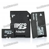 Micro SD/TF Card with SD Card and MS Card Adapter - Black (4GB)