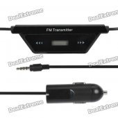 Car Cigarette Powered 0.7" LCD FM Transmitter with Car Charger for Smart Phone / MP3 / MP4 - Black