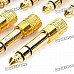 6.35mm Male to 3.5mm Female Audio Jack Adapters - Golden (10-Piece Pack)